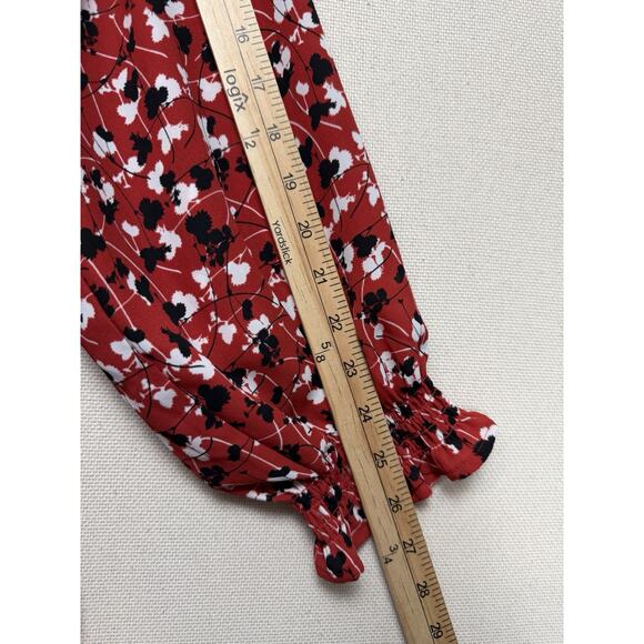 Lane Bryant Women’s Tunic Top Button Front Sz 26/28 Red W/ Black White Print - Picture 14 of 16